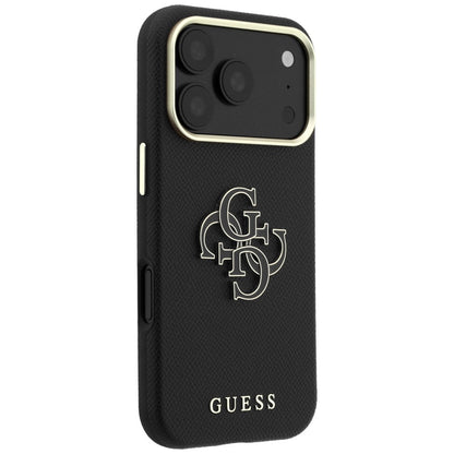 Hoes voor Apple iPhone 18 Pro Max / 17 Pro Max, Guess, Gegranuleerd Groot Resin Logo, Zwart