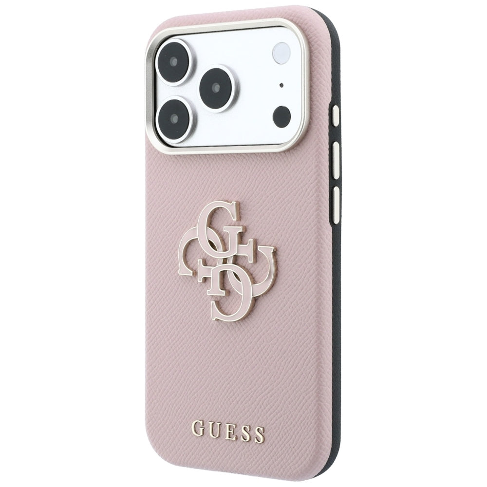 Hoes voor Apple iPhone 18 Pro Max / 17 Pro Max, Guess, Gegranuleerd Groot Resin Logo, Roze