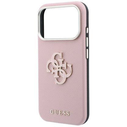 Hoes voor Apple iPhone 18 Pro Max / 17 Pro Max, Guess, Gegranuleerd Groot Resin Logo, Roze
