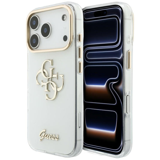 Hoesje voor Apple iPhone 18 Pro Max / 17 Pro Max, Guess, IML 4G Metal Script, Wit