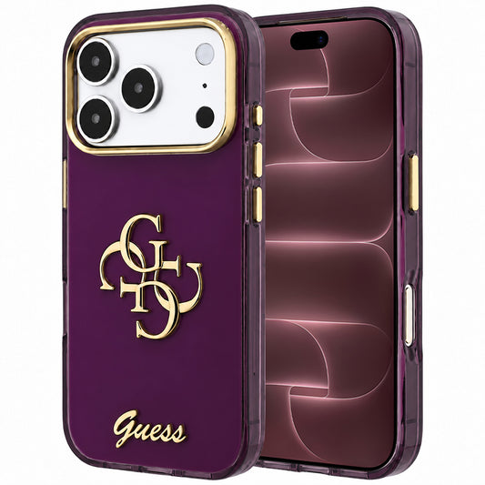 Hoesje voor Apple iPhone 18 Pro Max / 17 Pro Max, Guess, IML 4G Metal Script, Wijnrood