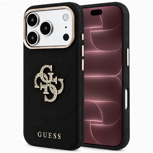 Case for Apple iPhone 18 Pro Max / 17 Pro Max, Guess, Smooth Big Strass Logo, Black