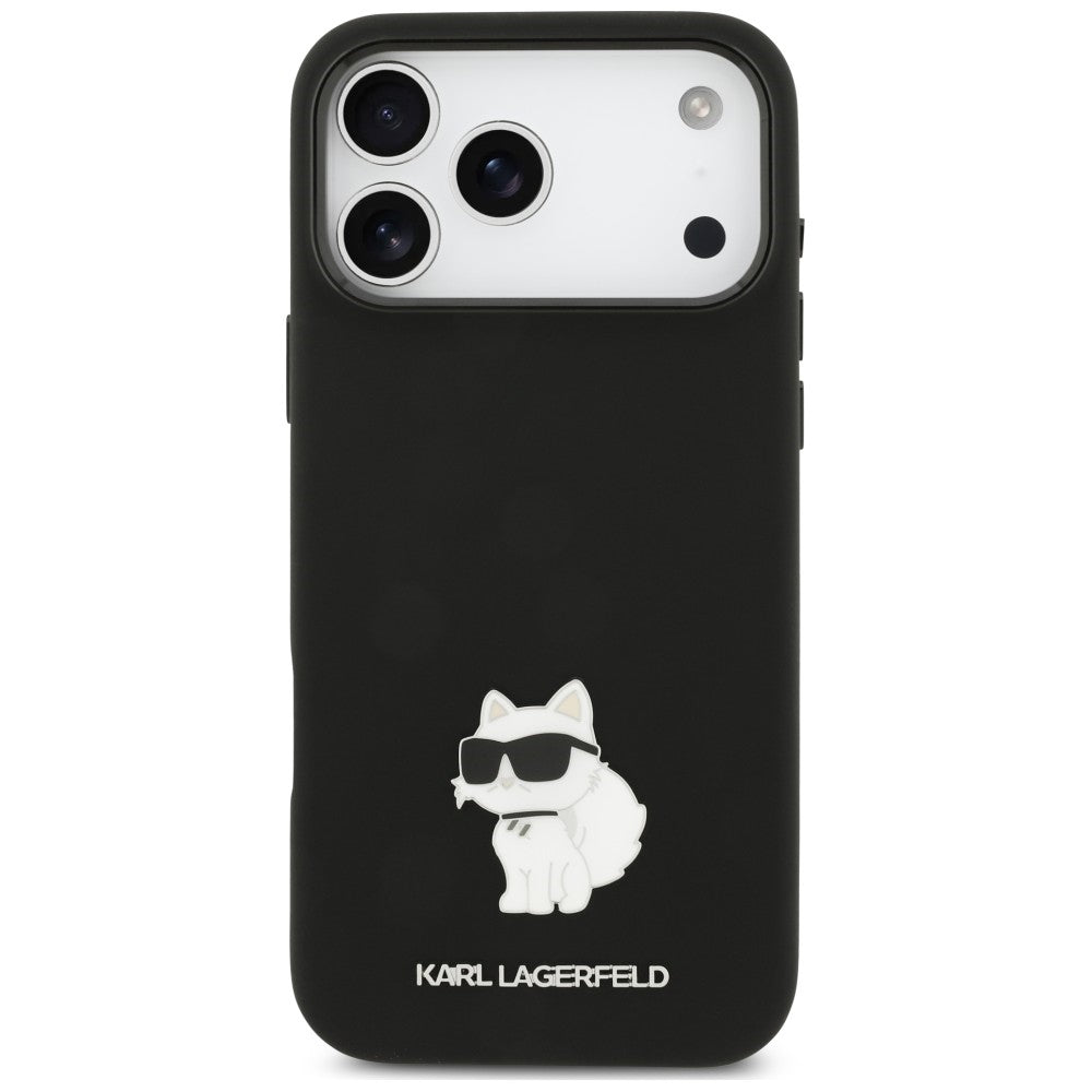 Hoesje voor Apple iPhone 18 Pro Max / 17 Pro Max, Karl Lagerfeld, Choupette Metal Pin, zwart