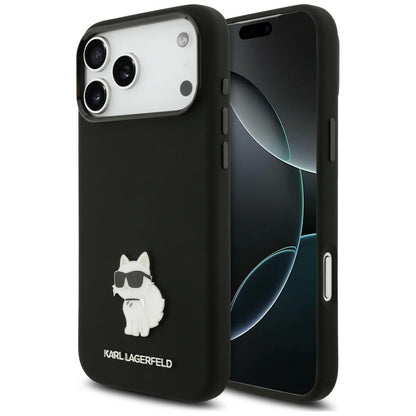 Hoesje voor Apple iPhone 18 Pro Max / 17 Pro Max, Karl Lagerfeld, Choupette Metal Pin, zwart