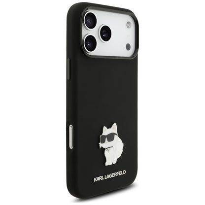 Hoesje voor Apple iPhone 18 Pro Max / 17 Pro Max, Karl Lagerfeld, Choupette Metal Pin, zwart