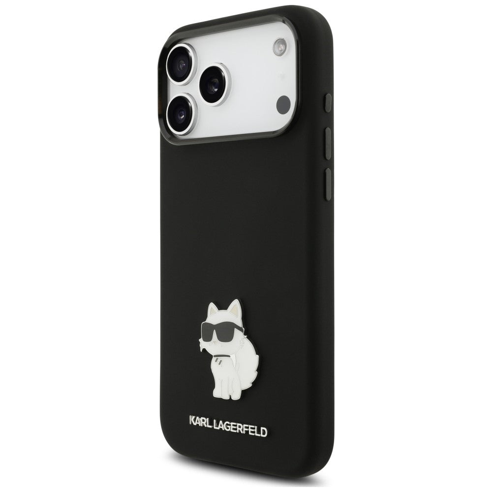Hoesje voor Apple iPhone 18 Pro Max / 17 Pro Max, Karl Lagerfeld, Choupette Metal Pin, zwart
