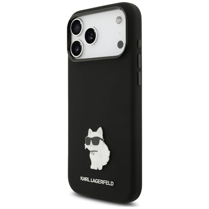 Hoesje voor Apple iPhone 18 Pro Max / 17 Pro Max, Karl Lagerfeld, Choupette Metal Pin, zwart