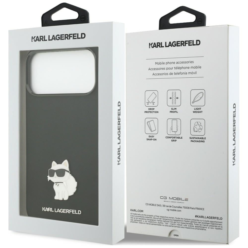 Hoesje voor Apple iPhone 18 Pro Max / 17 Pro Max, Karl Lagerfeld, Choupette Metal Pin, zwart