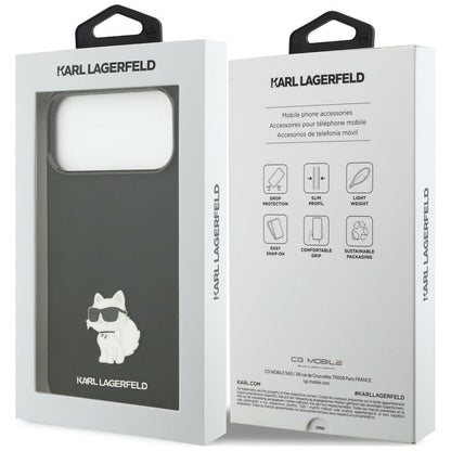 Hoesje voor Apple iPhone 18 Pro Max / 17 Pro Max, Karl Lagerfeld, Choupette Metal Pin, zwart