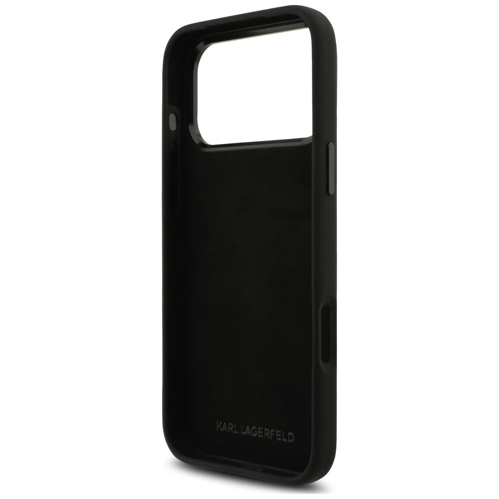 Hoesje voor Apple iPhone 18 Pro Max / 17 Pro Max, Karl Lagerfeld, Choupette Metal Pin, zwart