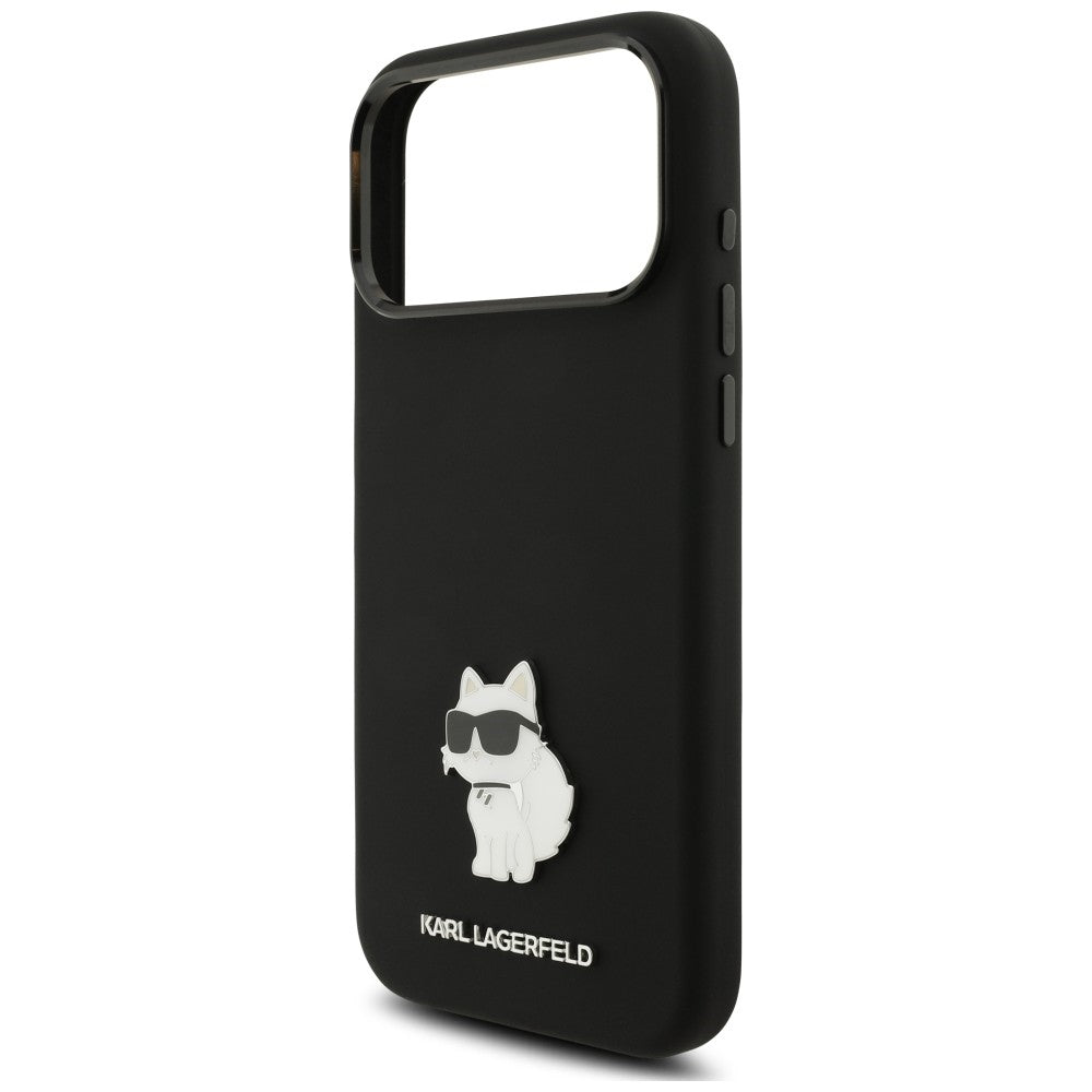 Hoesje voor Apple iPhone 18 Pro Max / 17 Pro Max, Karl Lagerfeld, Choupette Metal Pin, zwart