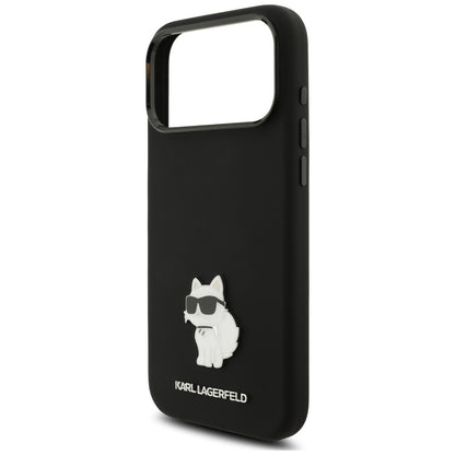 Hoesje voor Apple iPhone 18 Pro Max / 17 Pro Max, Karl Lagerfeld, Choupette Metal Pin, zwart