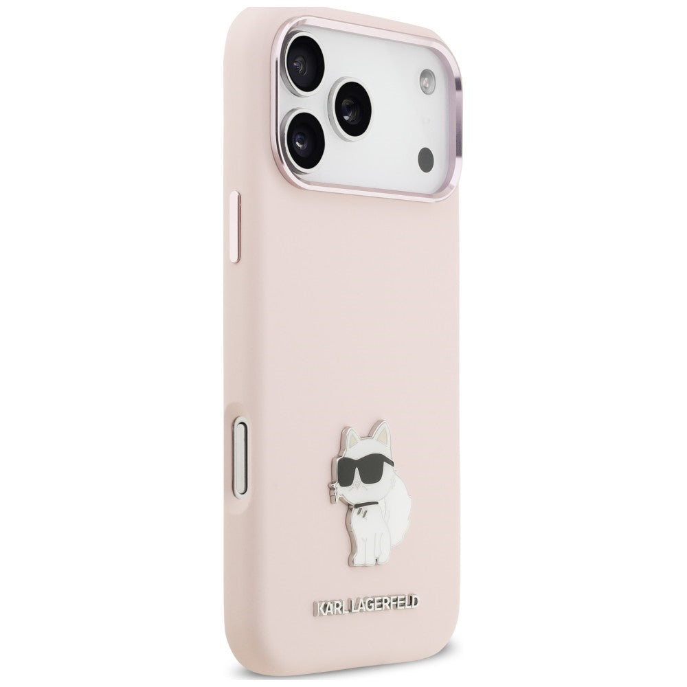 Hoesje voor Apple iPhone 18 Pro Max / 17 Pro Max, Karl Lagerfeld, Choupette Metal Pin, roze