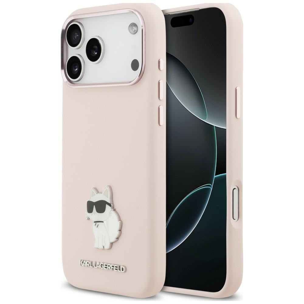 Hoesje voor Apple iPhone 18 Pro Max / 17 Pro Max, Karl Lagerfeld, Choupette Metal Pin, roze
