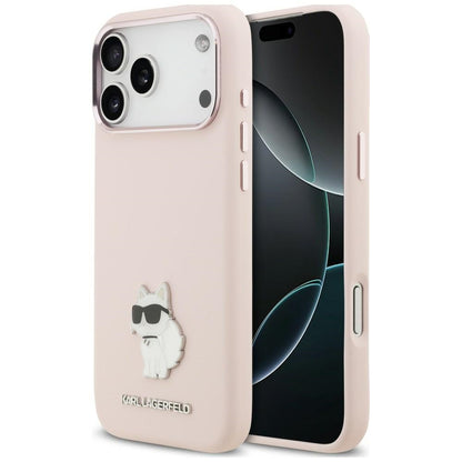 Hoesje voor Apple iPhone 18 Pro Max / 17 Pro Max, Karl Lagerfeld, Choupette Metal Pin, roze