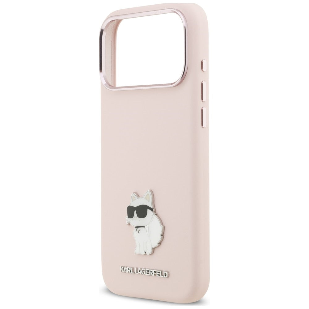 Hoesje voor Apple iPhone 18 Pro Max / 17 Pro Max, Karl Lagerfeld, Choupette Metal Pin, roze
