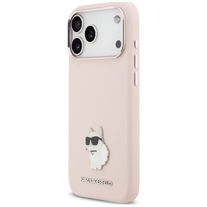 Hoesje voor Apple iPhone 18 Pro Max / 17 Pro Max, Karl Lagerfeld, Choupette Metal Pin, roze