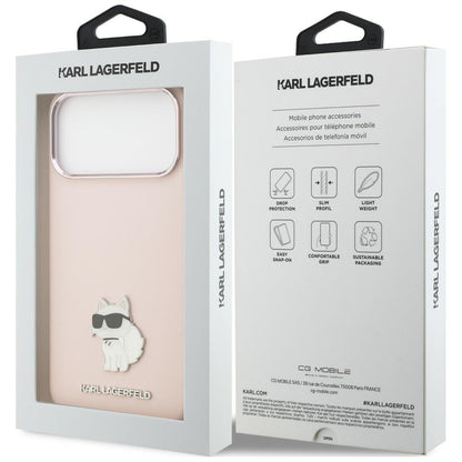 Hoesje voor Apple iPhone 18 Pro Max / 17 Pro Max, Karl Lagerfeld, Choupette Metal Pin, roze