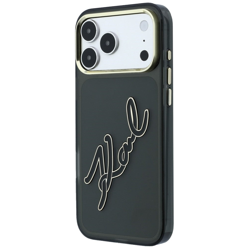 Hoes voor Apple iPhone 18 Pro Max / 17 Pro Max, Karl Lagerfeld, IML Big Signature Resin Logo Metal Frame, Zwart