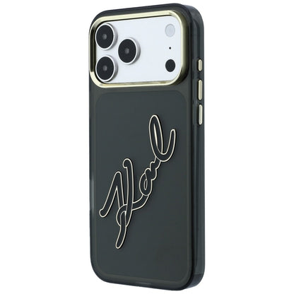 Hoes voor Apple iPhone 18 Pro Max / 17 Pro Max, Karl Lagerfeld, IML Big Signature Resin Logo Metal Frame, Zwart