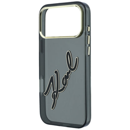 Hoes voor Apple iPhone 18 Pro Max / 17 Pro Max, Karl Lagerfeld, IML Big Signature Resin Logo Metal Frame, Zwart