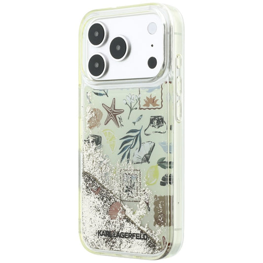 Hoesje voor Apple iPhone 18 Pro Max / 17 Pro Max, Karl Lagerfeld, Liquid Glitter Beach and Sand, Beige