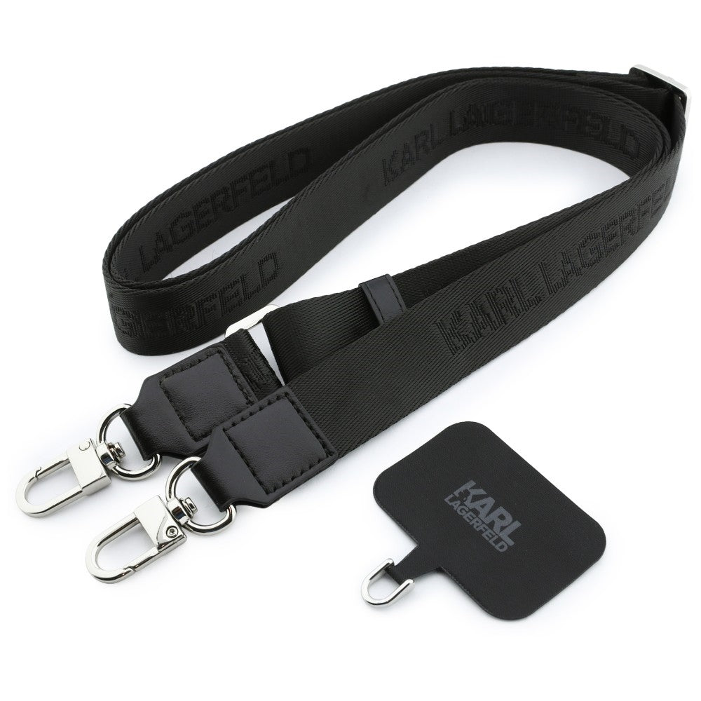Case for Apple iPhone 18 Pro Max / 17 Pro Max, Karl Lagerfeld, Saffiano Crossbody Karl & Choupette Head's Pins Logo, Burgundy