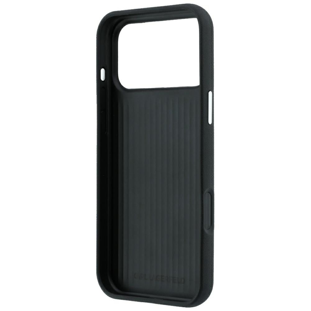 Hoes voor Apple iPhone 18 Pro Max / 17 Pro Max, Karl Lagerfeld, Saffiano met Karl & Choupette Head's Pin en Logo, Zwart