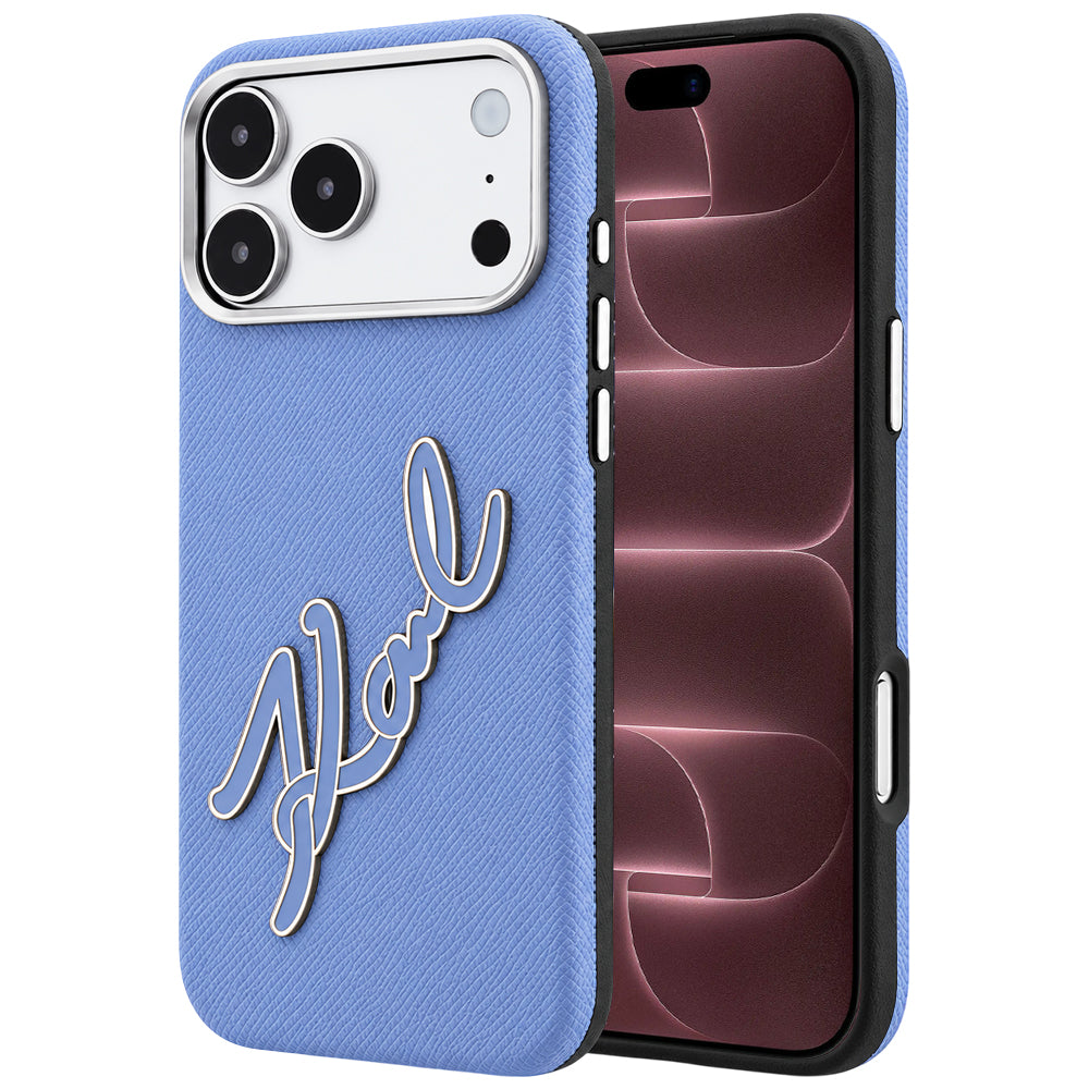 Hoes voor Apple iPhone 18 Pro Max / 17 Pro Max, Karl Lagerfeld, Smooth Big Resin Signature Logo, Bleu
