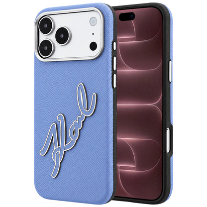 Hoes voor Apple iPhone 18 Pro Max / 17 Pro Max, Karl Lagerfeld, Smooth Big Resin Signature Logo, Bleu