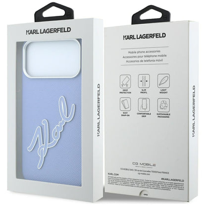 Hoes voor Apple iPhone 18 Pro Max / 17 Pro Max, Karl Lagerfeld, Smooth Big Resin Signature Logo, Bleu