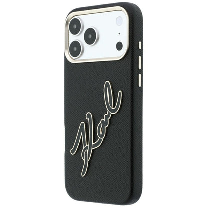 Hoes voor Apple iPhone 18 Pro Max / 17 Pro Max, Karl Lagerfeld, Smooth Big Resin Signature Logo, Zwart