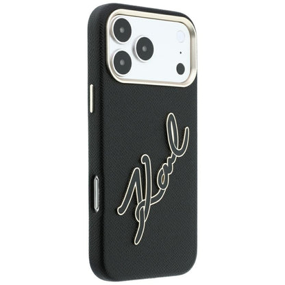 Hoes voor Apple iPhone 18 Pro Max / 17 Pro Max, Karl Lagerfeld, Smooth Big Resin Signature Logo, Zwart