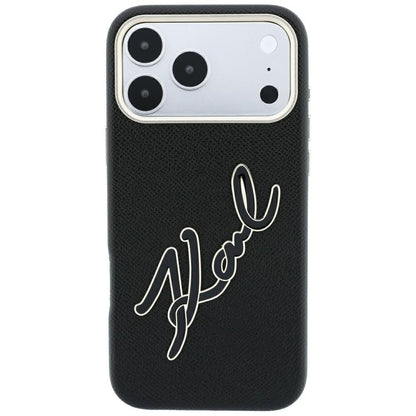 Hoes voor Apple iPhone 18 Pro Max / 17 Pro Max, Karl Lagerfeld, Smooth Big Resin Signature Logo, Zwart