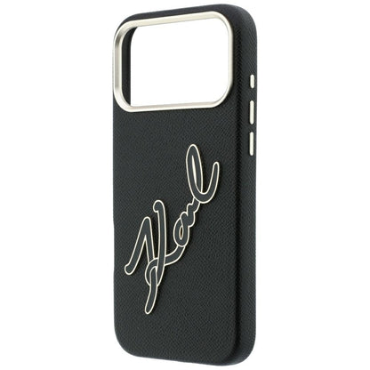 Hoes voor Apple iPhone 18 Pro Max / 17 Pro Max, Karl Lagerfeld, Smooth Big Resin Signature Logo, Zwart