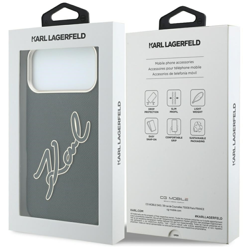 Hoes voor Apple iPhone 18 Pro Max / 17 Pro Max, Karl Lagerfeld, Smooth Big Resin Signature Logo, Zwart