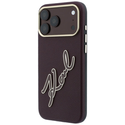 Hoes voor Apple iPhone 18 Pro Max / 17 Pro Max, Karl Lagerfeld, Smooth Big Resin Signature Logo, Wijnrood