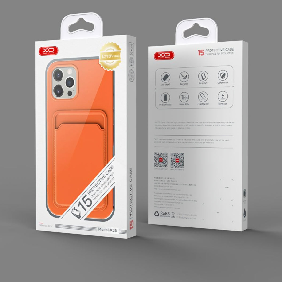 Hoes voor Apple iPhone 15 Pro, XO Design, Kaartsleuf, Oranje