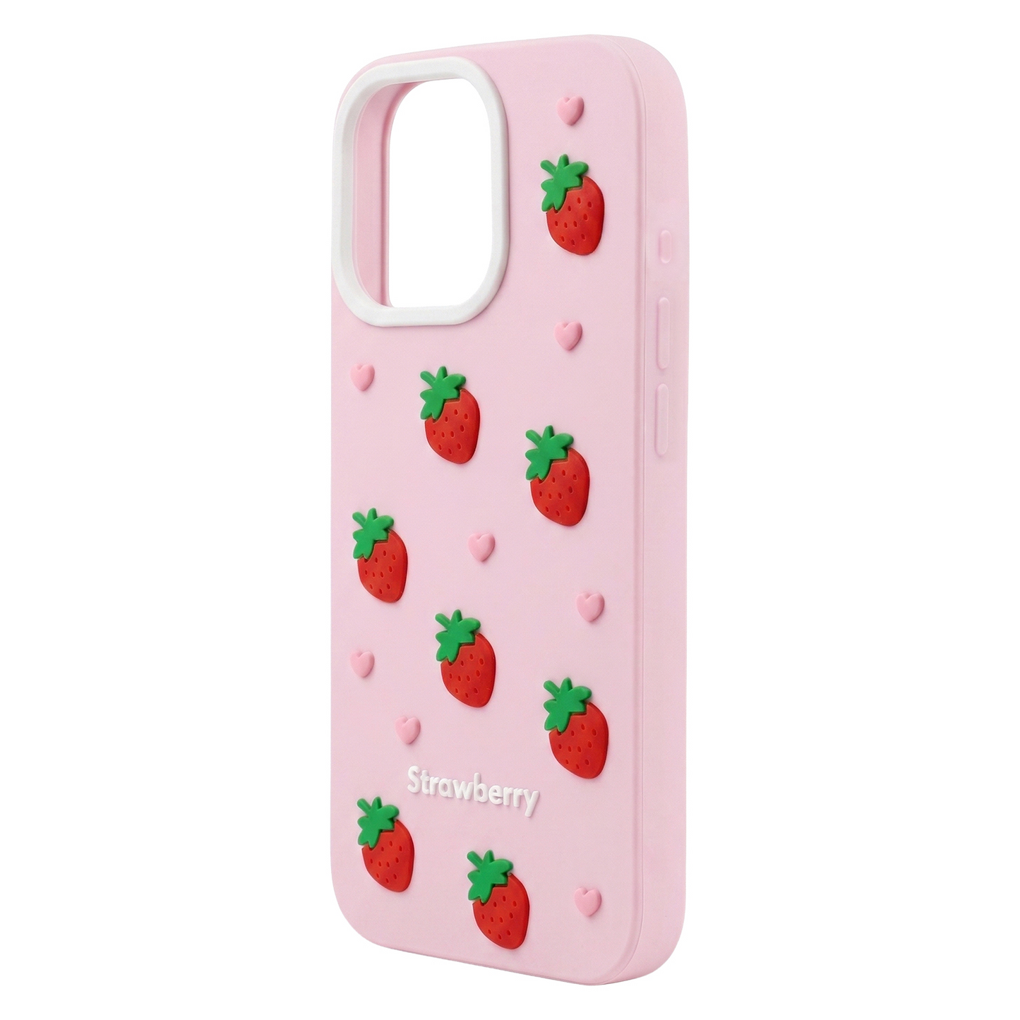 Hoesje voor Apple iPhone 12 / 12 Pro, OEM, Aardbei, Roze
