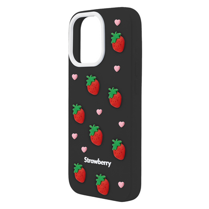 Hoesje voor Apple iPhone 17 Pro Max, OEM, Strawberry, Zwart