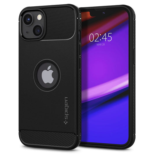Hoes voor Apple iPhone 13, Spigen, Rugged Armor, Zwart ACS03518