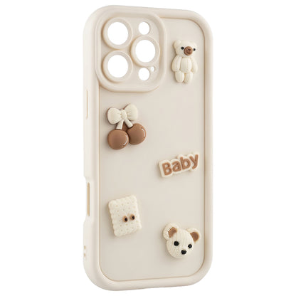 Hoesje voor Apple iPhone 14, OEM, Ultra Trendy 3D Bear, Beige