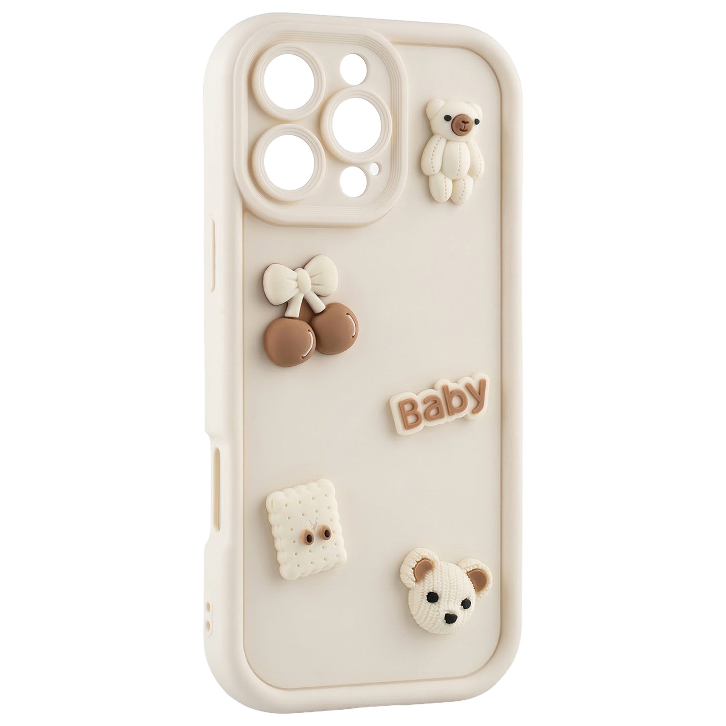 Hoesje voor Apple iPhone 16 Pro Max, OEM, Ultra Trendy 3D Bear, Beige