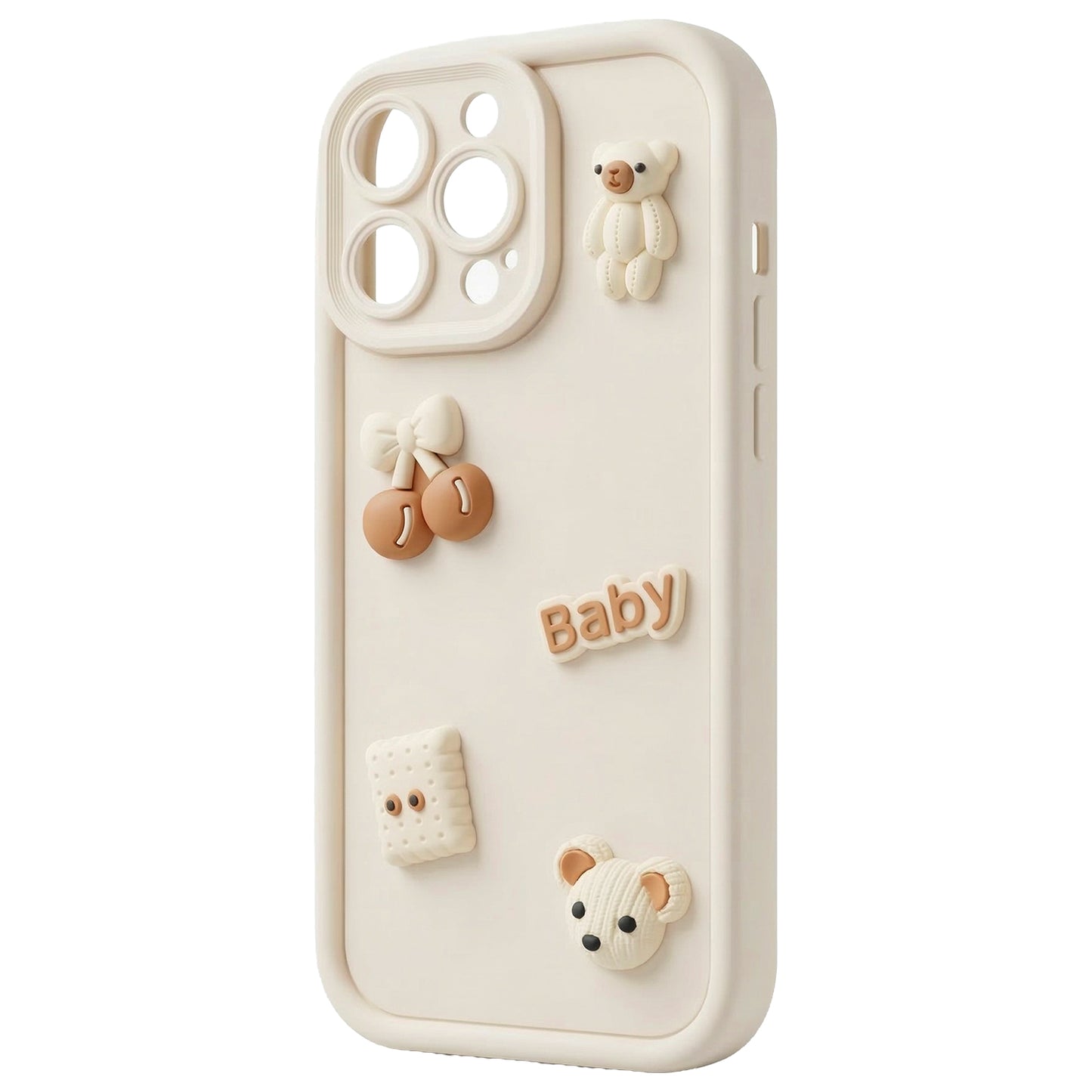 Hoesje voor Apple iPhone 16 Pro Max, OEM, Ultra Trendy 3D Bear, Beige