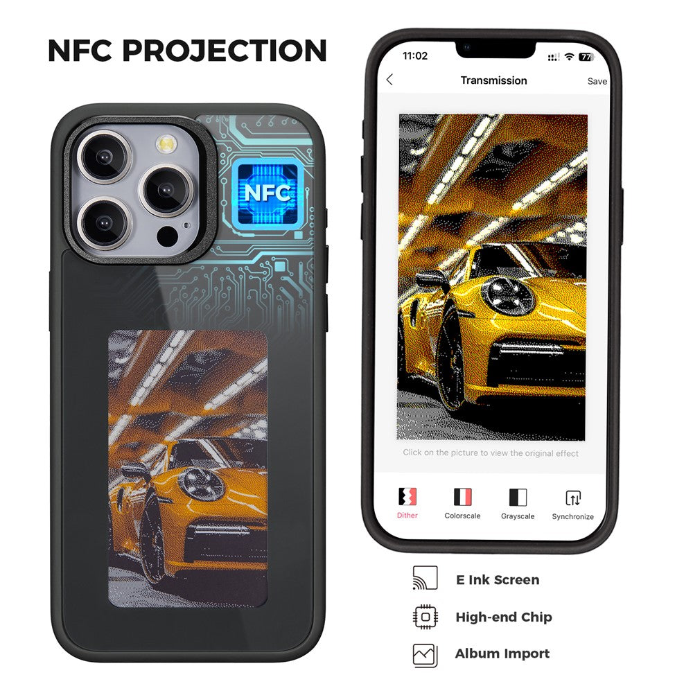 Hoes voor Apple iPhone 13 Pro Max, OEM, Aangepast E-Ink Display, Zwart