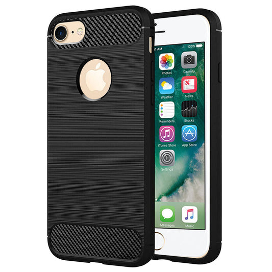 Hoes voor Apple iPhone 8 / 7, Techsuit, Carbon, Zwart