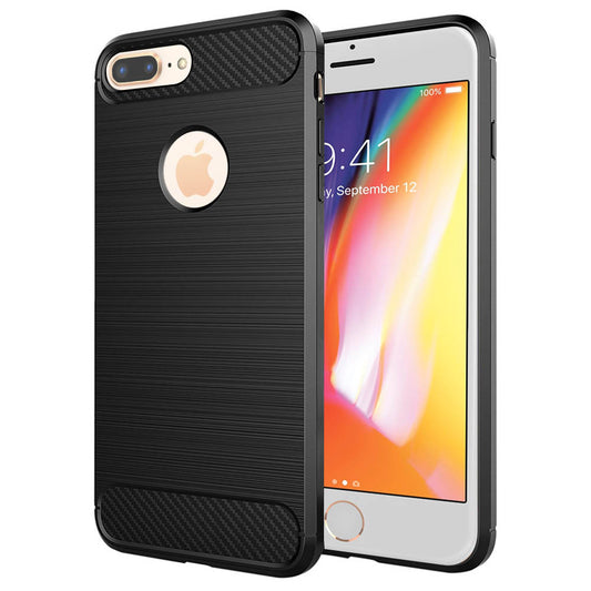 Hoes voor Apple iPhone 8 Plus, Techsuit, Carbon, Zwart