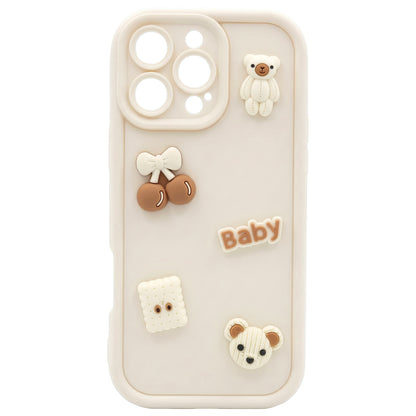 Hoesje voor Apple iPhone 15 Pro, OEM, Ultra Trendy 3D Bear, Beige