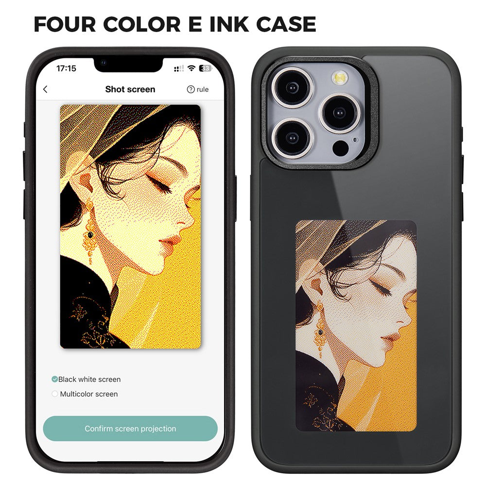 Hoes voor Apple iPhone 13 Pro Max, OEM, Aangepast E-Ink Display, Zwart