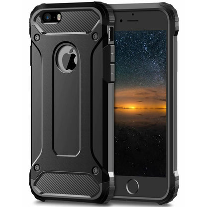 Hoes voor Apple iPhone SE (2016) / 5 / 5s, Techsuit, Hybrid Armor, Zwart